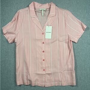 Cozy Earth Short Sleeve Pajama Top Small Sweetheart Stripe Soft Woven NWT